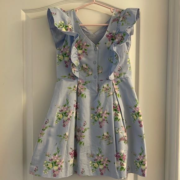 Janie and Jack Girls Light Blue and Purple Floral Lined Dress Size 8 - Picture 3 of 4